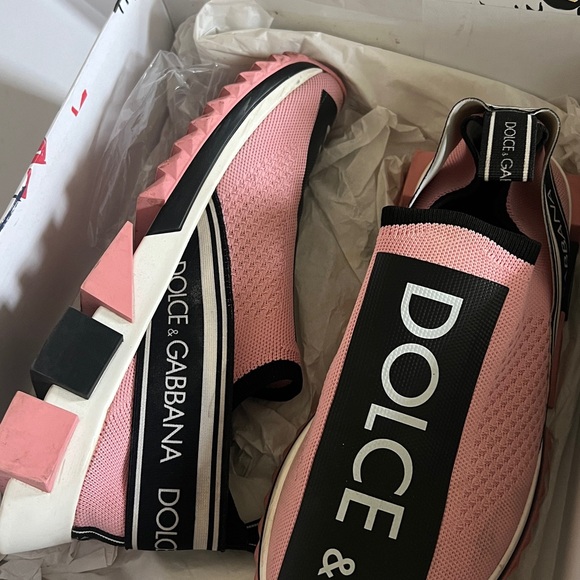 Dolce & Gabbana Pink and Black Slip-On Sneakers - Picture 2 of 4